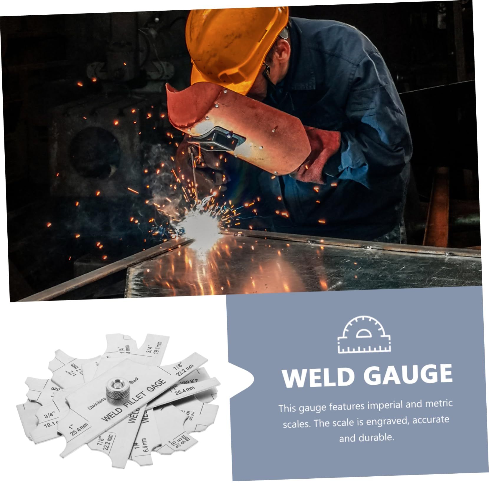 PRETYZOOM 1 Set Weld Gauge Welding Welder Depth Gauges Home Inspection Tools Gauge for Bridges Gauge for Shipbuilding Gauge for Boilers Thickness Gauge Silver Stainless Steel