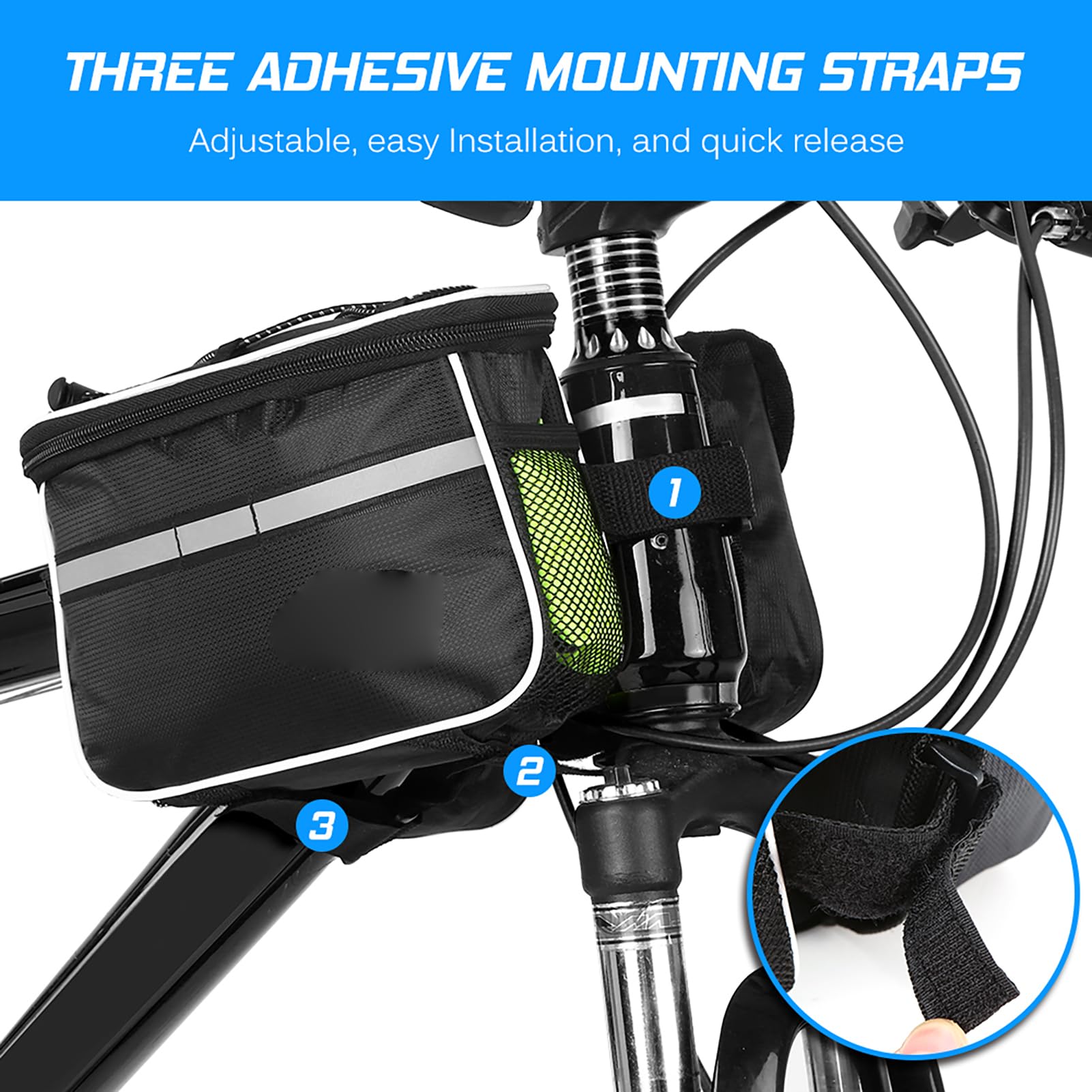 HUIOP Sacoche de vélo avec housse de pluie imperméable pour cadre avant de vélo de montagne