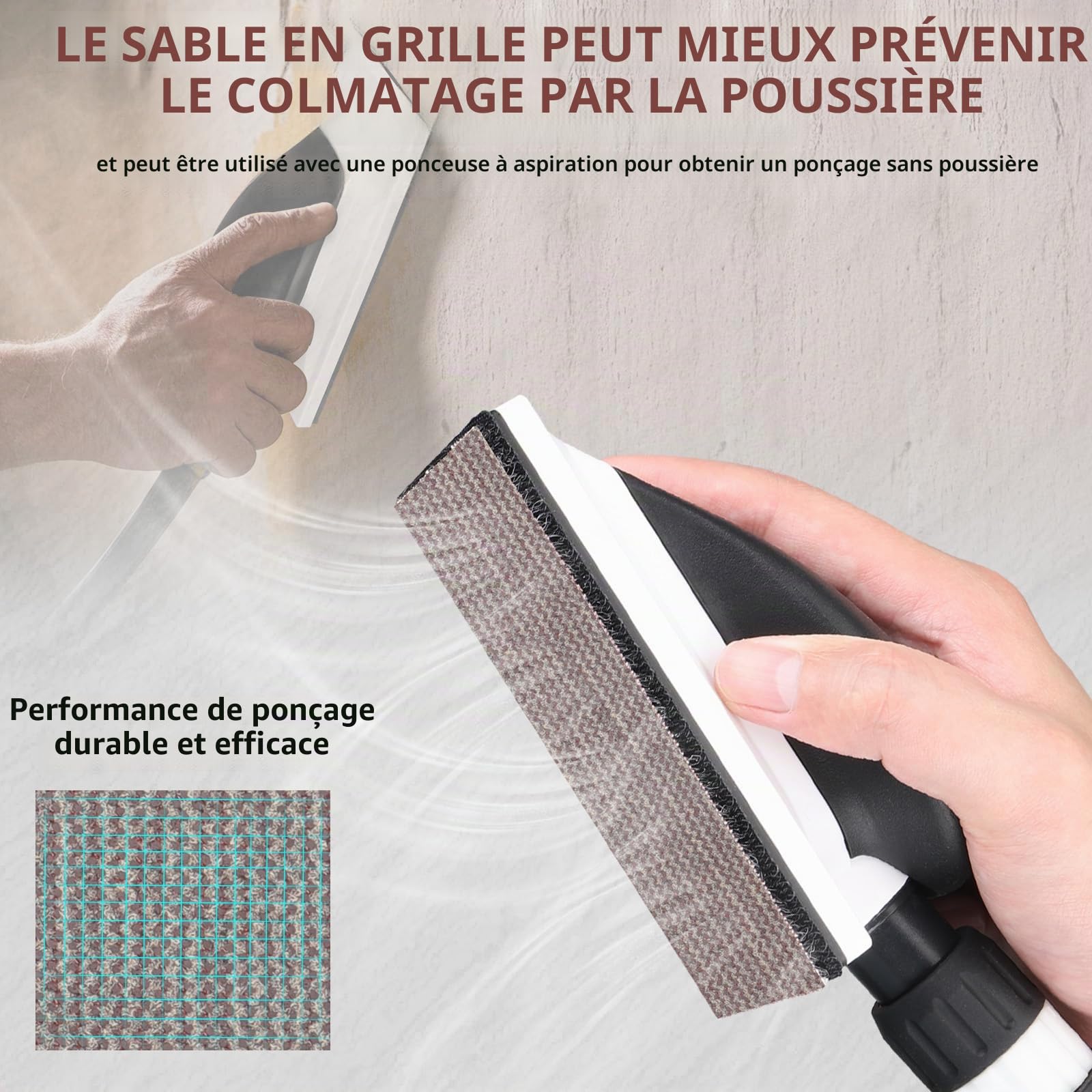 50 pièces Bande abrasive en filet 70x125mm - Feuilles abrasives auto-agrippantes - pour poncer sans poussière le bois, le mastic, la peinture, le plastique- Grain P180