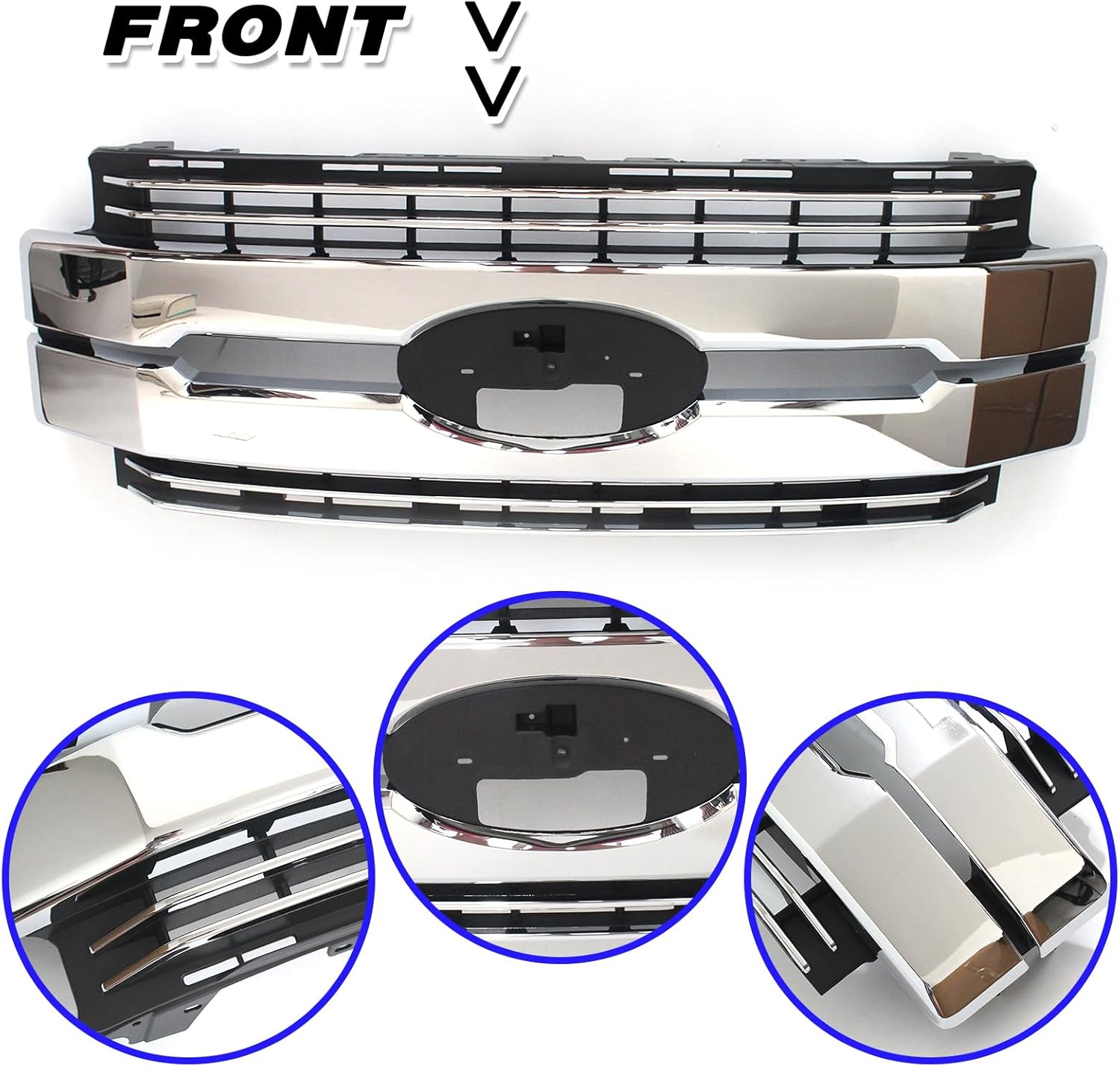 Front Grille Assembly Compatible With 2017 2018 2019 Ford F-250 F-350 F-450 Super Duty pickup, Chrome Shell and Insert HC3Z8200CC