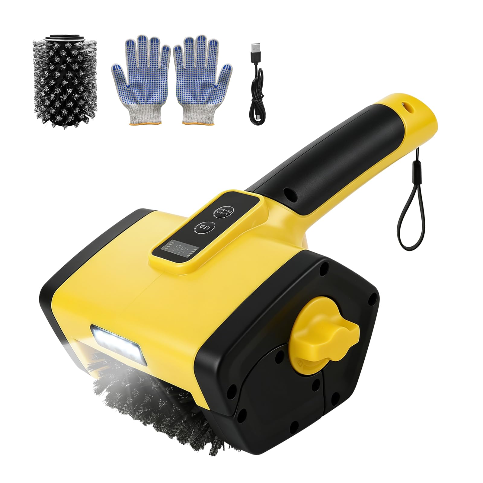 Electric Grill Brush, 500/800RPM BBQ Grill Cleaner, Cordless Grill Cleaning Brush with 3 Replaceable Brushes, 2 Speed Adjustable, 180Mins Runtime for Barbecue Grates Flat Top Grills