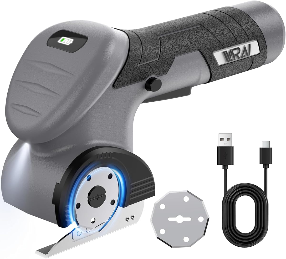 Cordless Electric Scissors, Fast Charging Rechargeable Cardboard Cutter with Replaceable Blades and Long-Lasting Battery, Effortless Cutting for Cloth, Fabric, Plastic & Leather