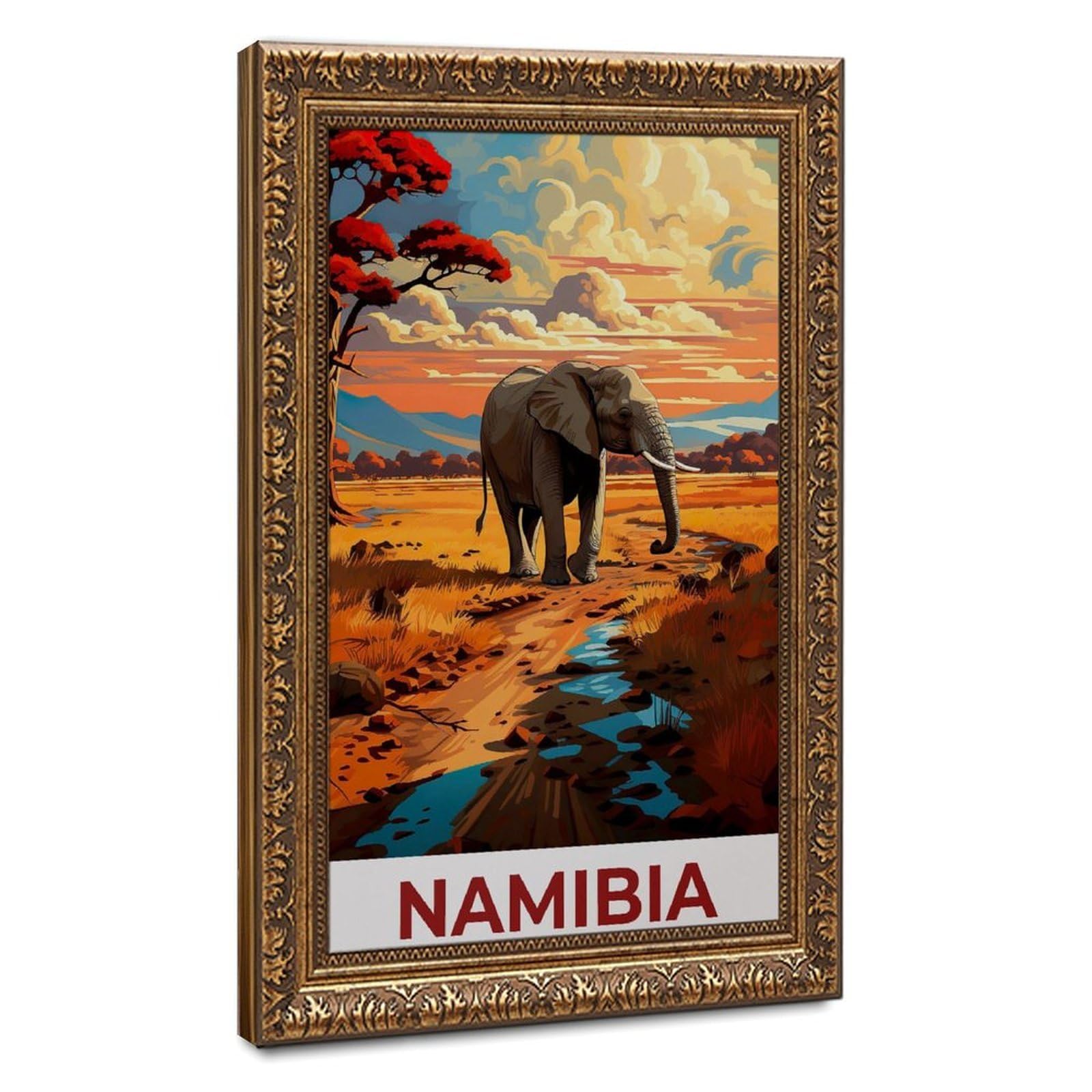 Bareronor Namibia Elephant Poster Canvas Poster Bedroom Decor Landscape Office Room Decor Gift 24" L X 36" W