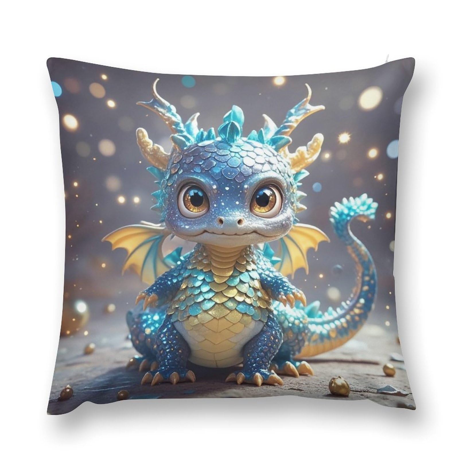 VstaDank Cute Dragon Throw Pillow Cover with Hidden Zipper Farmhouse Couch Pillow Cover Cozy Soft Short Plush Cushion Case Fashion Square Decorative Pillow Cover for Living Room