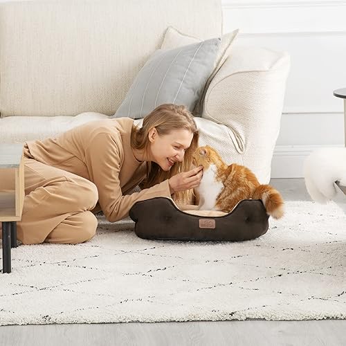 Miniatura 48 de Bedsure Camas lavables para perros, camas redondas con parte inferior antideslizante para gatos de interior, cachorros y gatitos, 20 pulgadas, gris