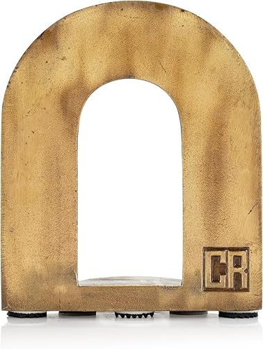 Miniatura 6 de CRAFTSMAN ROAD Juego de sujetalibros de arco de ladrillo de hierro fundido, extremos de libros de latón antiguo, 2 soportes decorativos para