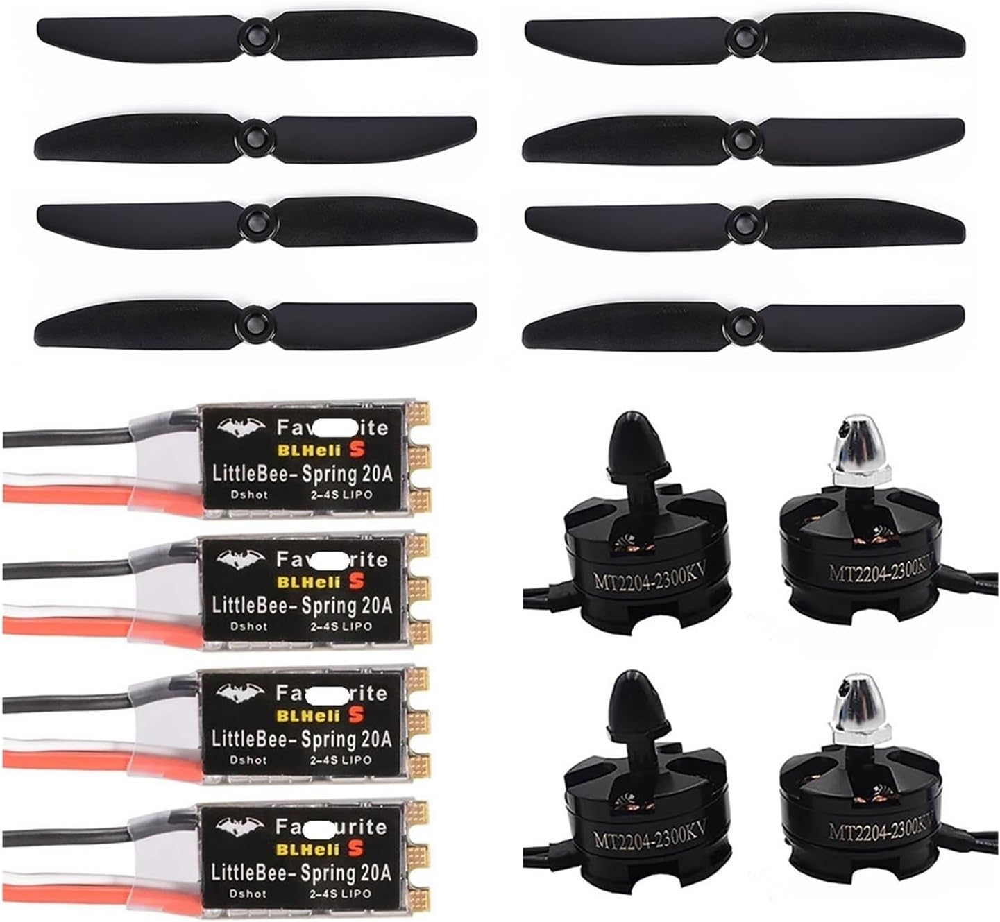 EJRNPWRF MT2204 2300KV 2204 CW/CCW Brushless Motor & FVT Littlebee 20A BLHeli-s Spring ESC for FPV Racing Quad Motor FPV Multicopter(Motor ESC Propel Set)