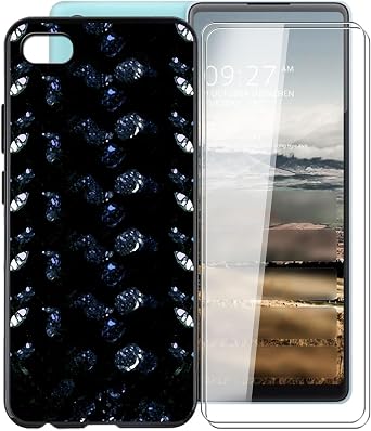 for Xiaomi Qin 2 Pro Case, with [ 2 x Screen Protector Tempered Glass Film], Black Soft Silicone Cover Shockproof Bumper Protection Case for Xiaomi Qin 2 Pro 5.05" - XT24