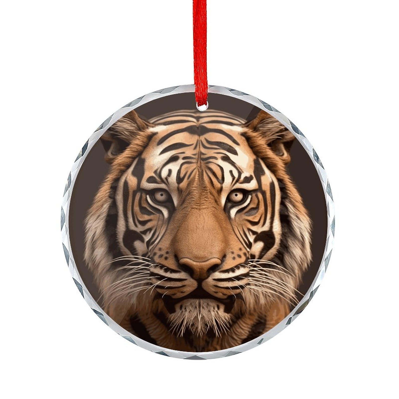 Btcowzrv Style 3D Tiger Head Round Ornament Hanging Pendant Decor