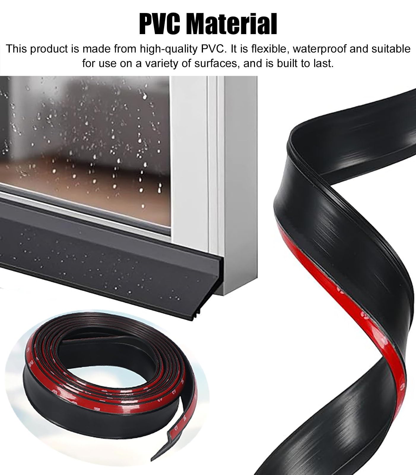Vierteaguas Muro Exterior Borde de Goteo de La Puerta | Deflector de Lluvia para Ventanas Exteriores Autoadhesivo, Tira Barrera pe Agua Recortable para Alféizares de Voladizos