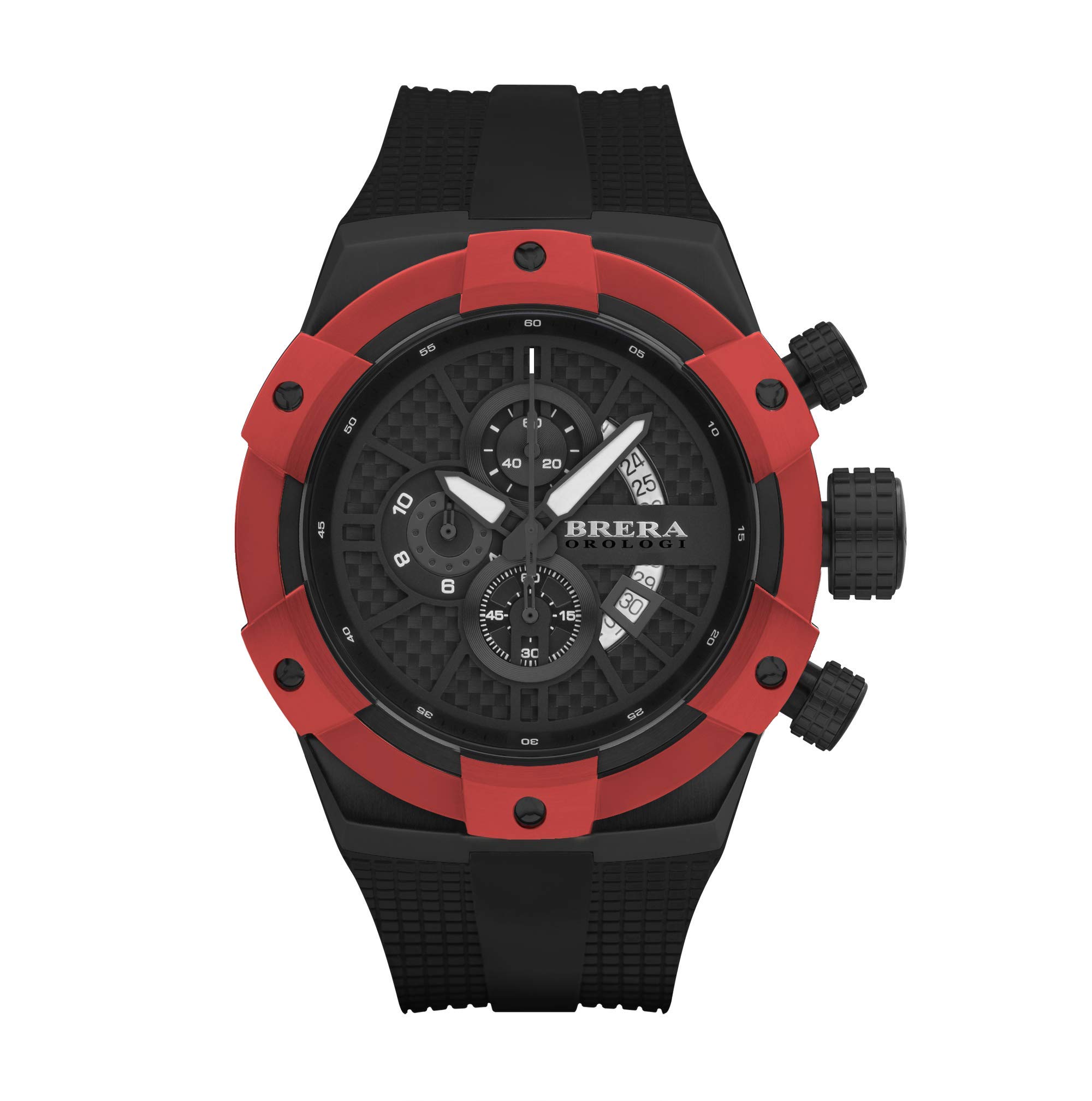 BRERA OROLOGIMen's Watch Analogue Quartz Black Steel Case Rubber Strap mod. Supersportivo Brssc4903a