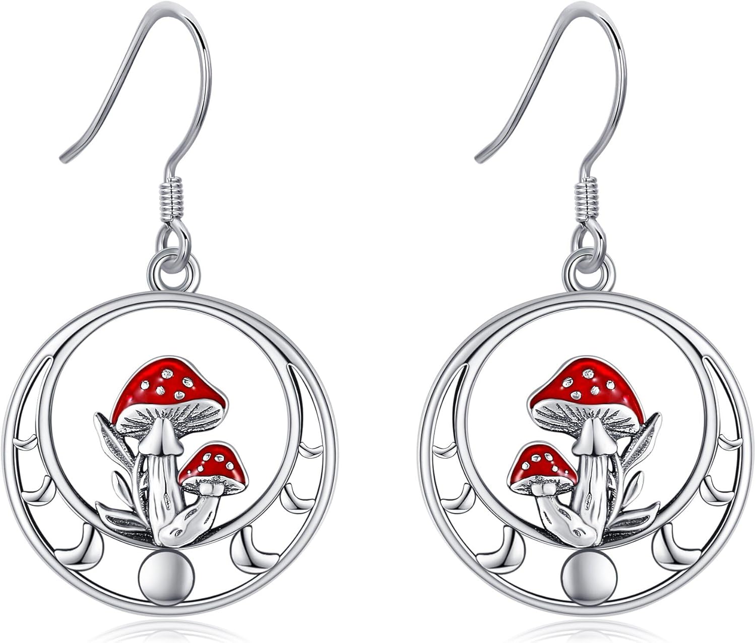 Sterling Silver Mushroom/Dragonfly/Sunflower/Raven/Feather Dangle Earrings Drop Earrings Jewelry for Women Mom