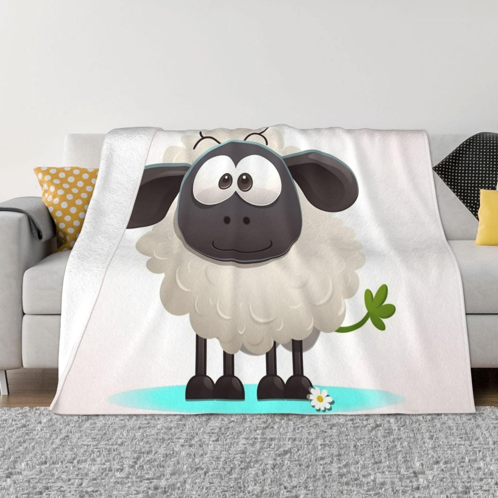 KLOPH Sheep Throw Blanket 40"x30" Flannel Fluffy Warm Blanket for Couch, Reversible Plush Blankets for Bed, Comfy Fuzzy Blanket for Sofa, Plush Lightweight-Blankets for All Season