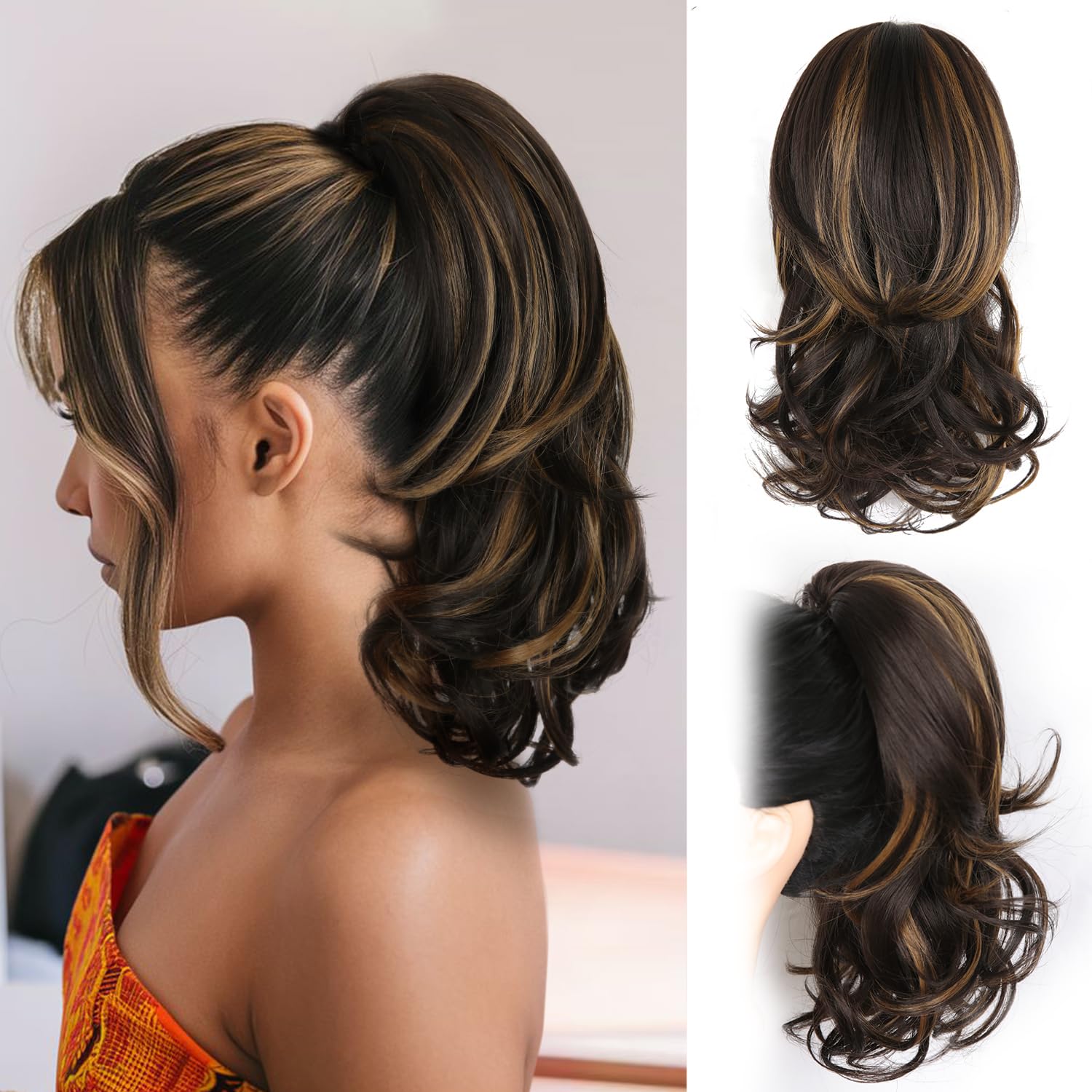14 Inch Synthetic Curly Ponytail Extension Clip-In Hair Piece Amazon.com : Clip on Ponytails for Women - 14 Inch Curly  main image 4