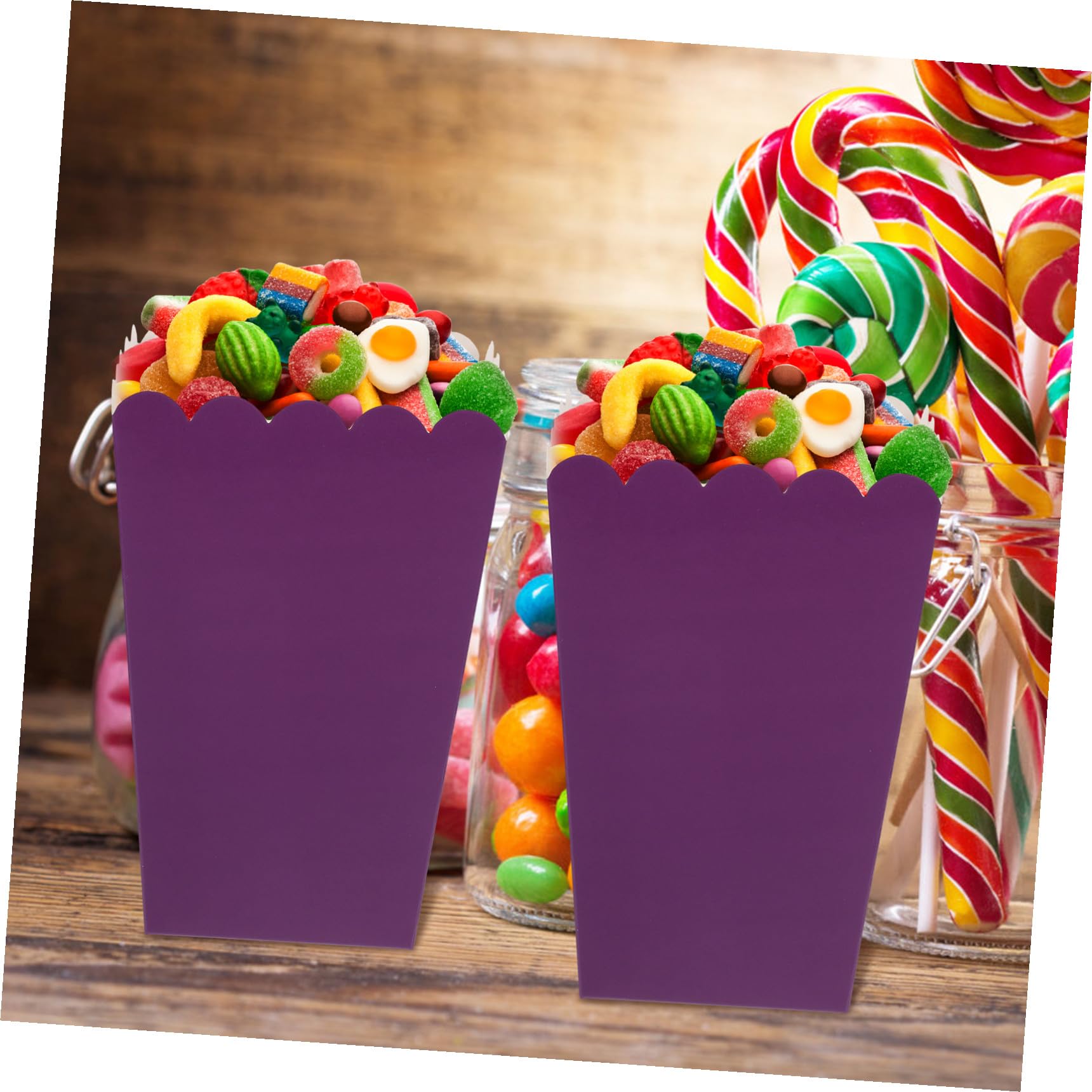 50 Scatole per Popcorn in Carta Viola, Porta Snack Leggeri Pieghevoli per Feste e Cinema, Contenitori Semplici per Caramelle e Biscotti, Confezioni Porta Popcorn per Eventi e Uso
