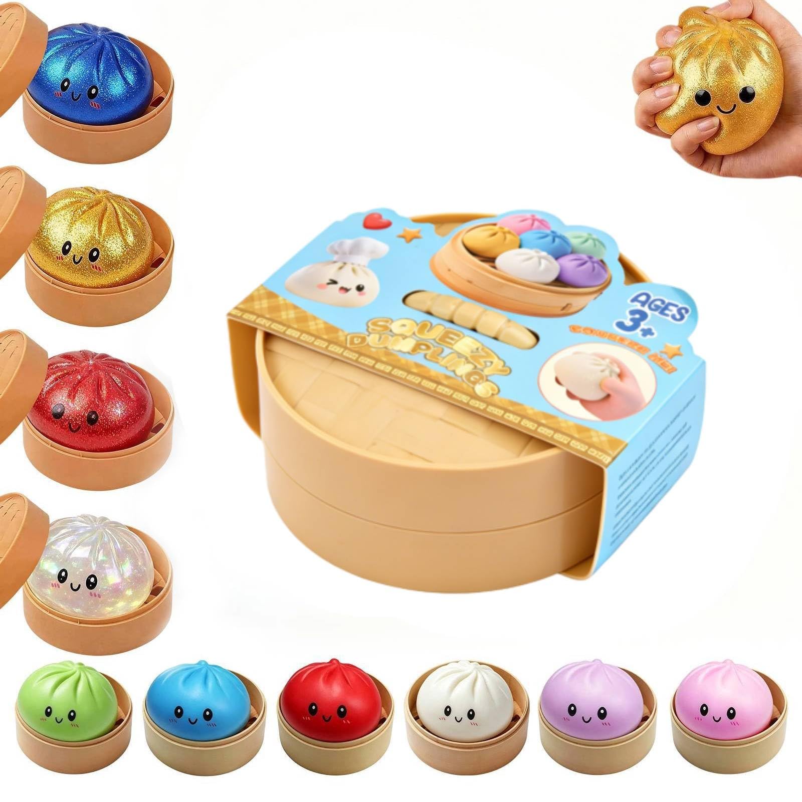 Random Dumpling Squishy Box, Glitter Dumpling Squishy, 10 Colors Surprise Dumplings Squish Toys Stress Ball — image 1