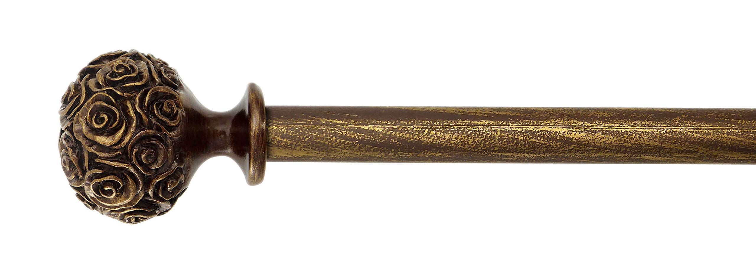 AT17 Gardinenstange Ausziehbar, Vorhangstange Gardinenstange Variable Länge Landhaus Shabby Chic - Rosen Prägemuster - 160-300 - Durchmesser 2 cm - Braun/Gold - Metall