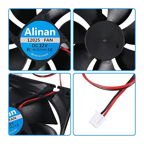 Miniatura 4 de Alinan 4pcs 12025 12V Fan 4.724x4.724x0.984 in 2-pin manga rodamiento sin escobillas DC ventilador de refrigeración impresora 3D ventilador de