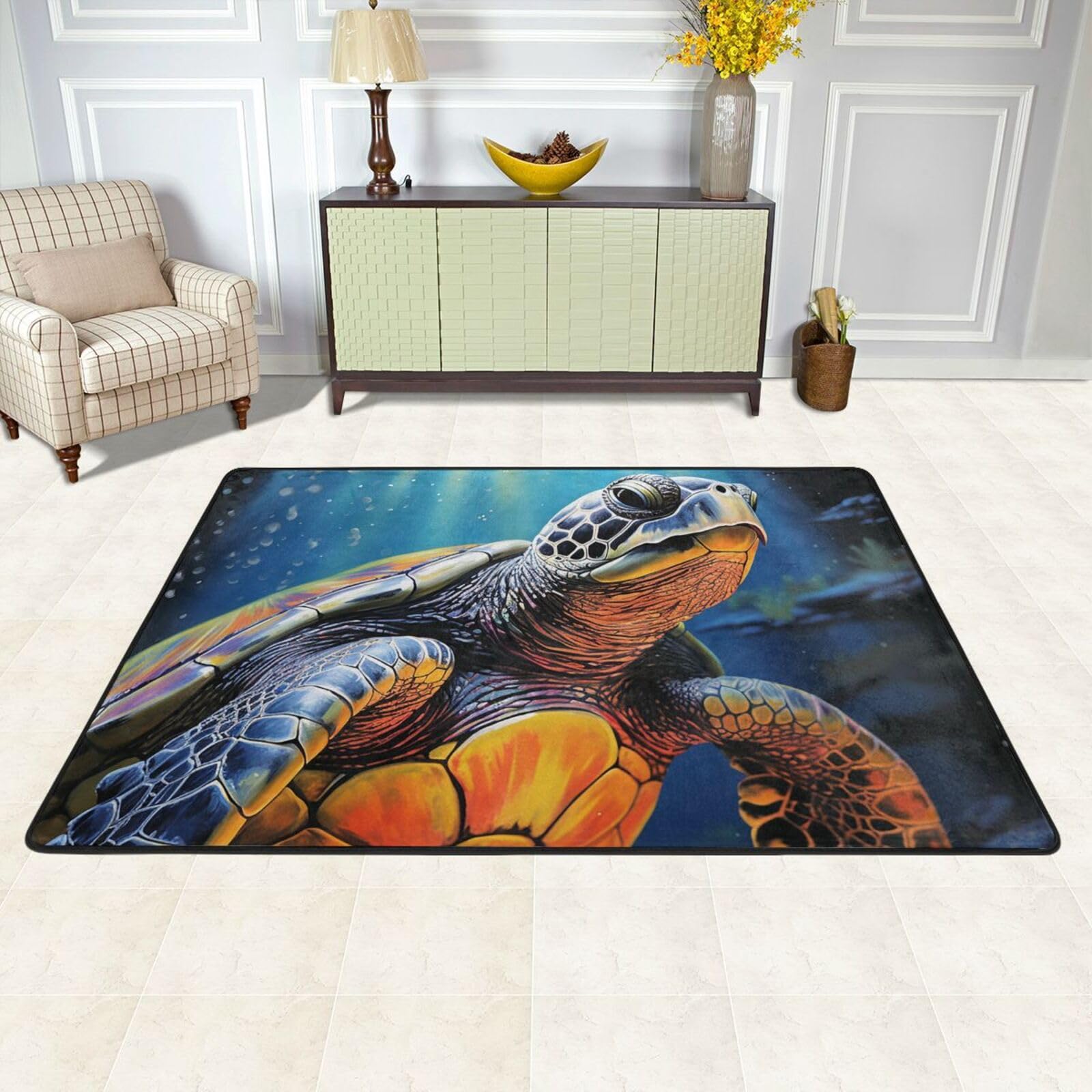 Grand tapis de sol doux au tissage peint raffiné pour une décoration d'intérieur haut de gamme