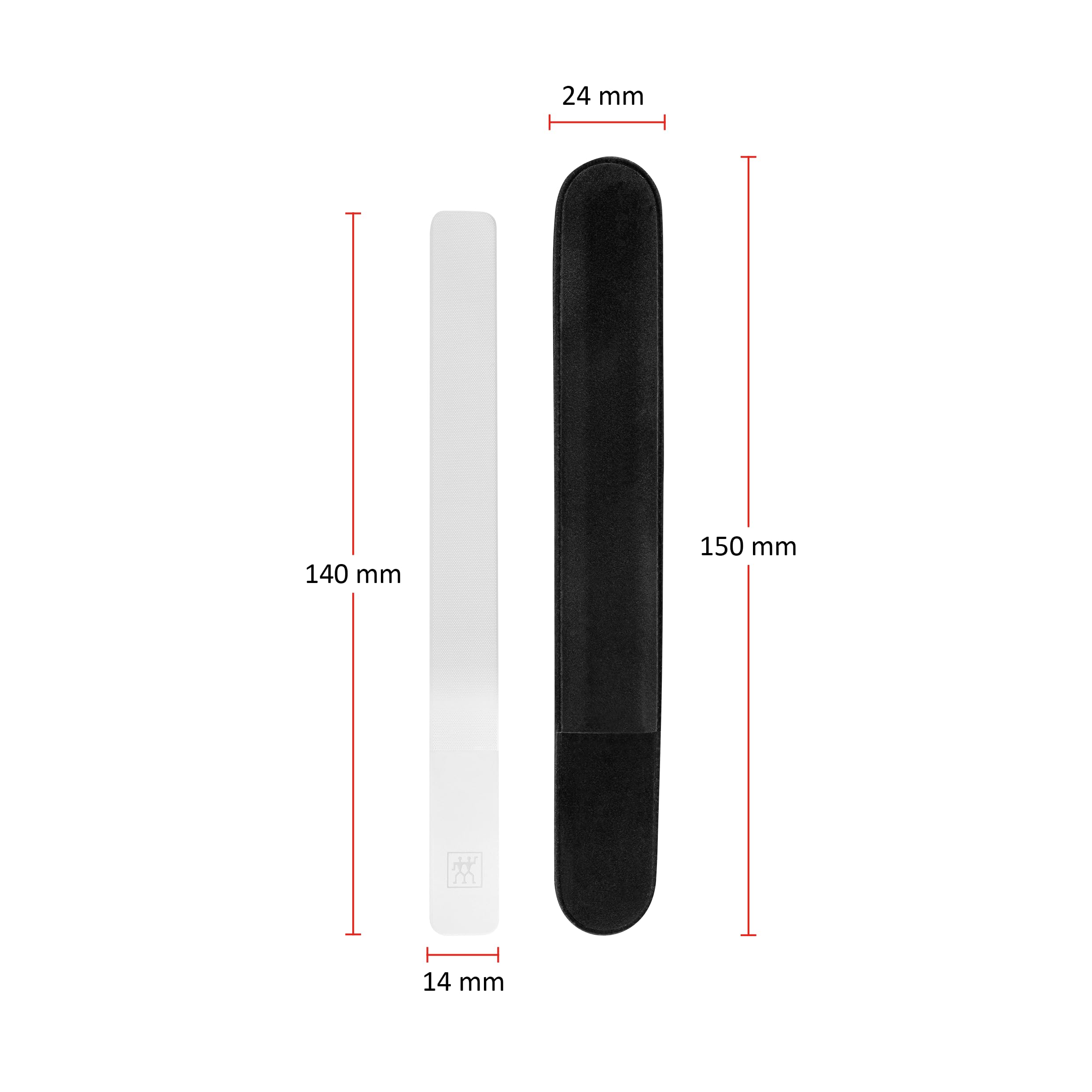 ZWILLING szklana polerka do paznokci (drobnoziarnista powierzchnia, dwustronna, do polerowania, z etui ochronnym), Premium, 150 mm