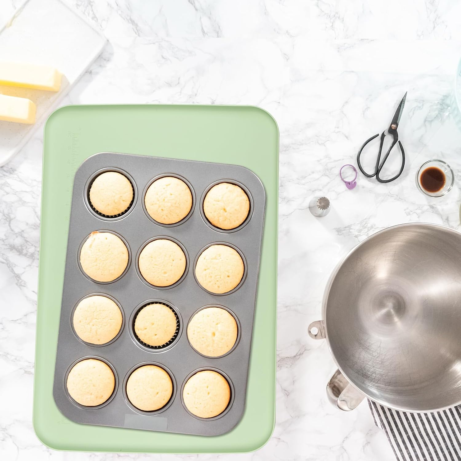 acDesign 2Pcs Silicone Painting Mat with Raised Edge 24" x 16" Waterproof Non-Slip Silicone Craft Mat for Painting, Clay,Jewelry-Making,Green - Image 7