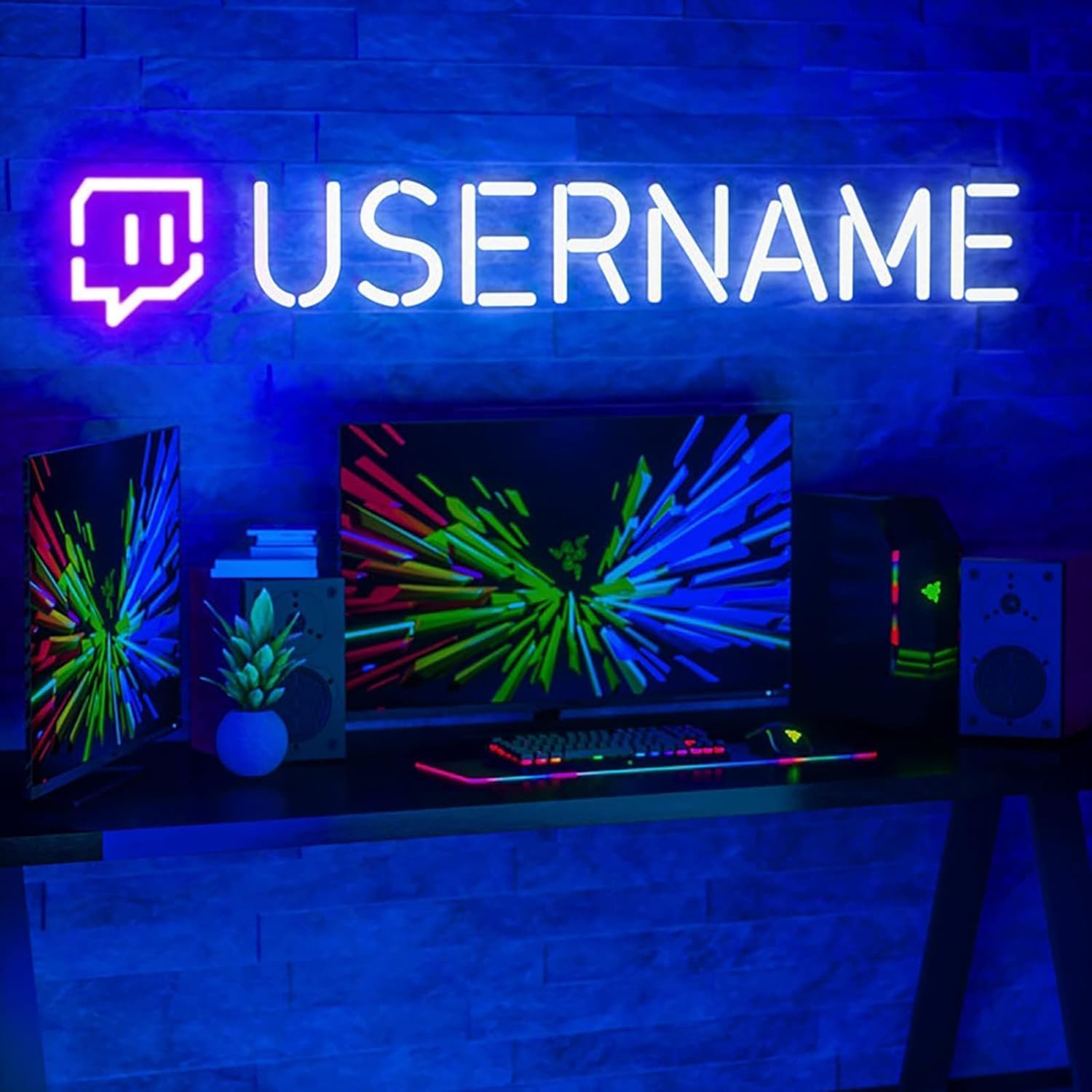 Custom Twitch Username Neon Signs for Stream Background Wall Decor, Gamer Tag LED Neon Light, Handmade Personalized Birthday Gift for Gamer (20 inches)