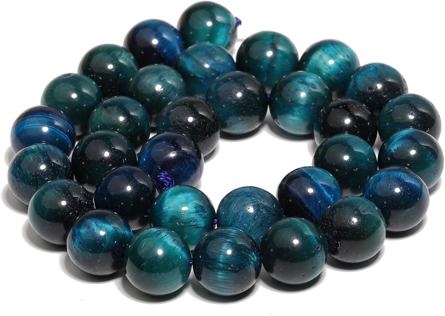 Yochus Natural Tiger Eye Beads, 45Pcs 8MM Onyx Agate Color Enhance Round Loose Beads Bulk, DIY Charm Smooth Gemstone Beads for Jewelry Making(4mm 6mm 10mm 12mm Beads) - Image 3