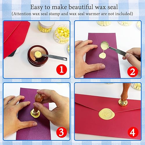 Miniatura 5 de Vosypoky - Cuentas de sellado de cera, 400 cuentas de cera de sellado con 1 cuchara de fusión de sello de cera y 6 velas para sellar cera, cuentas