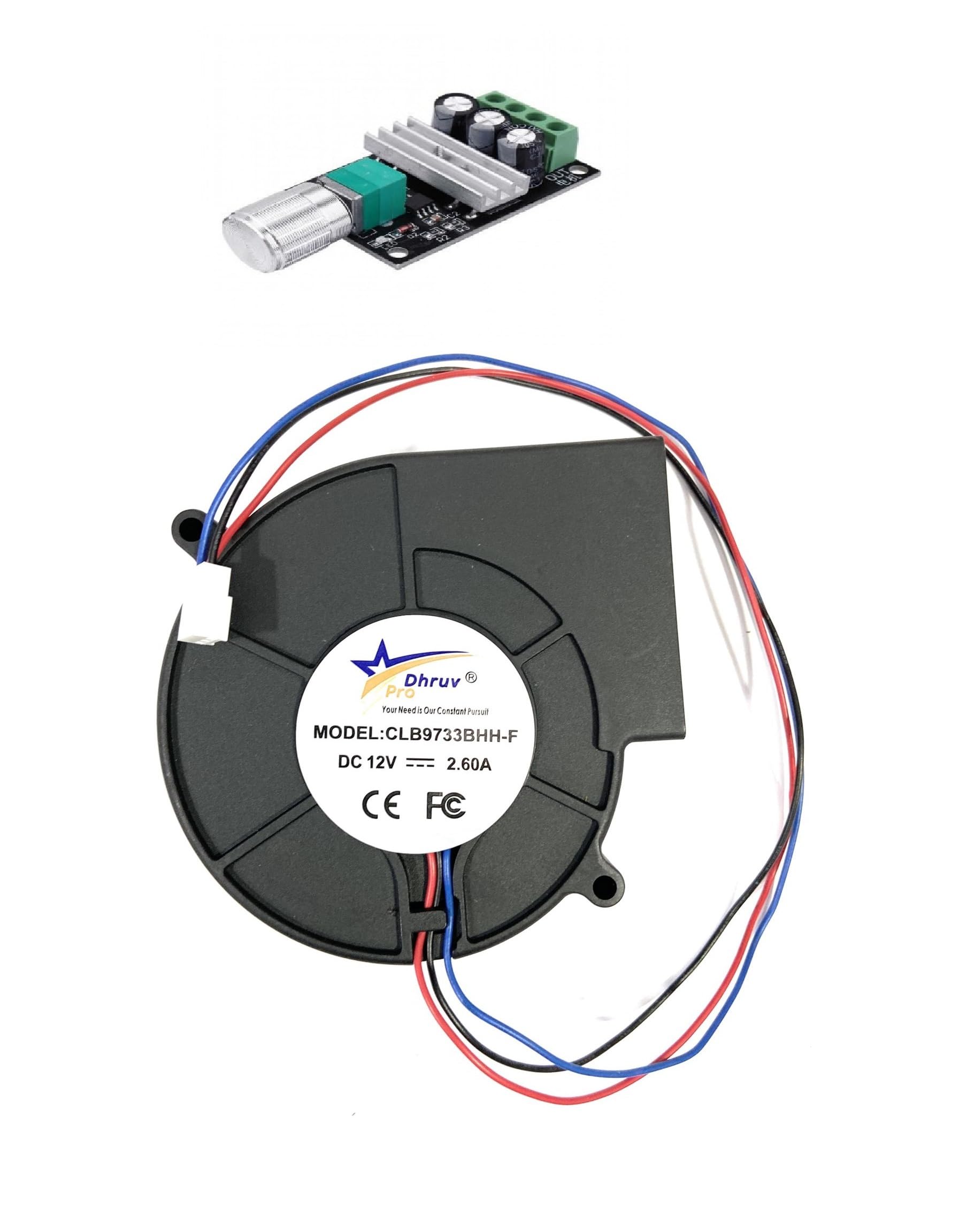DHRUVPRO Ball Bearing, DC 12V 2.60A 5600 RPM High Speed 3-Pin Air Blower Fan + PWM 3A Speed Controller (B0CBVX8M6K) Amazon Price History, Amazon Price Tracker