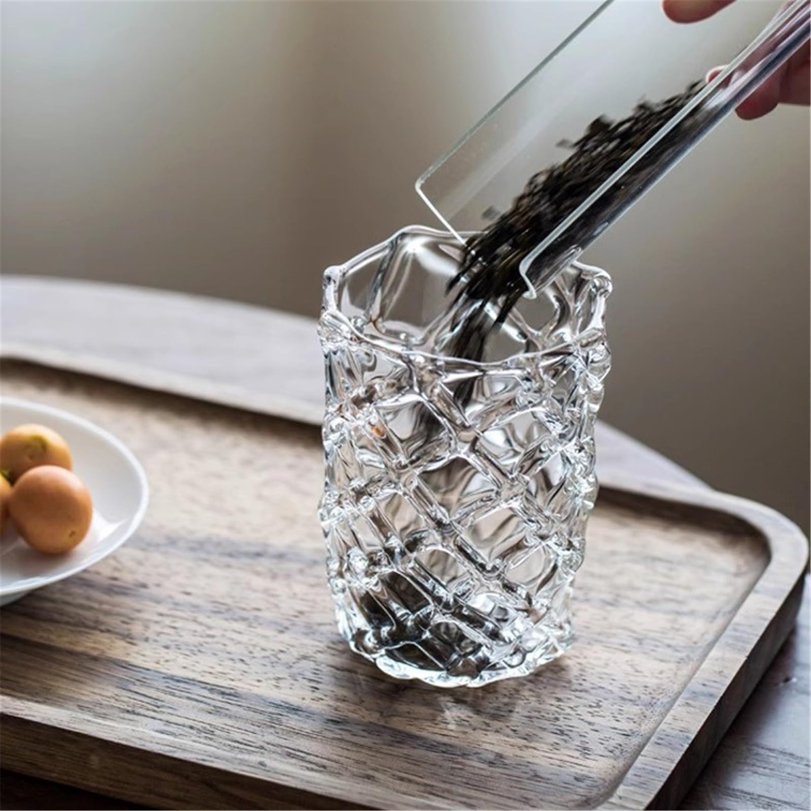 Glasbecher 10-Unzen-Trinkgläser aus klarem Borosilikatglas, elegante Gläser mit diamantförmiger Textur for Wasser, Eistee, Saft und Cocktails Küchenglaswaren