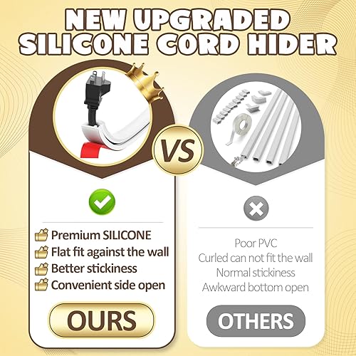 Miniatura 2 de Ocultador de cable de pared de 39 pulgadas, cubierta de cable autoadhesivo de silicona, cubiertas de alambre flexibles para cables, cubierta de