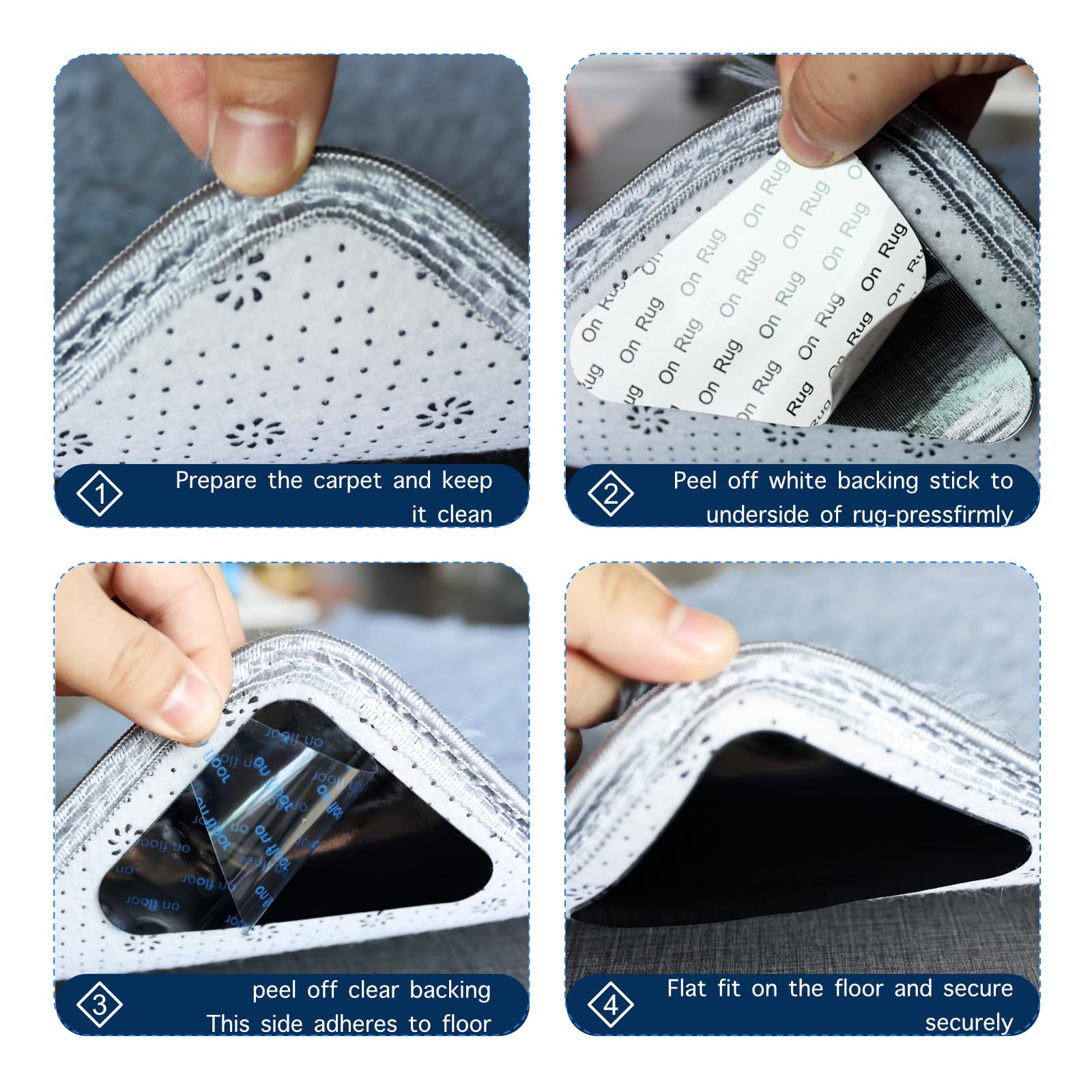 Autocollant Antidérapant Pour Tapis, Réutilisable, Lavable Et Anti