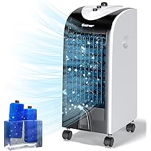 COSTWAY Evaporative Air Cooler, 3-in-1 Cooling Fan with 2 Ice Crystal Boxes, 3-Mode, 3-Speed and 4L Water Tank, Quiet Bladeless, Portable for Room Home Office Dorms, White