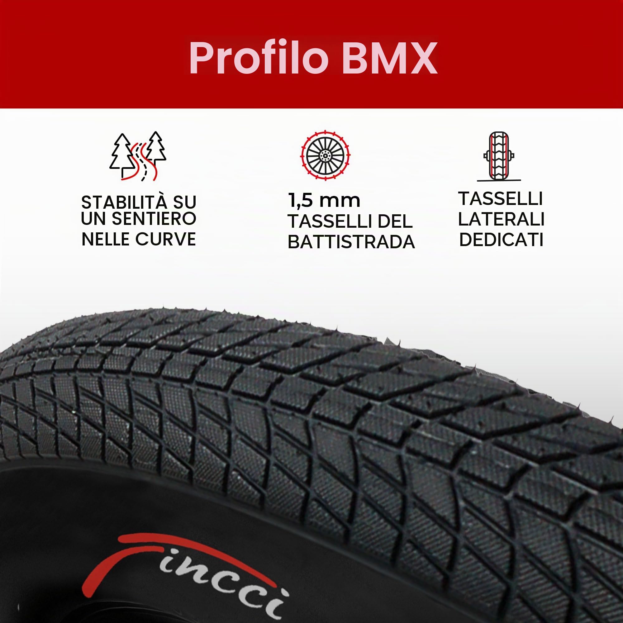 Fincci Set 2 Copertoni 20 x 1.75 Pollici (47-406) e 2 Camere d’Aria Schrader – Kit Completo per BMX, MTB Bambino, Bici Pieghevole ed E-Bike – Pneumatici Tassellati ad Alta Tenuta – Nero