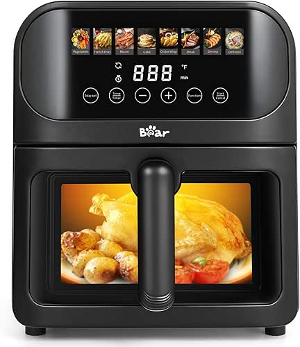 Bear Air Fryer, Stainless Steel Airfryer 8 Presets for Fast