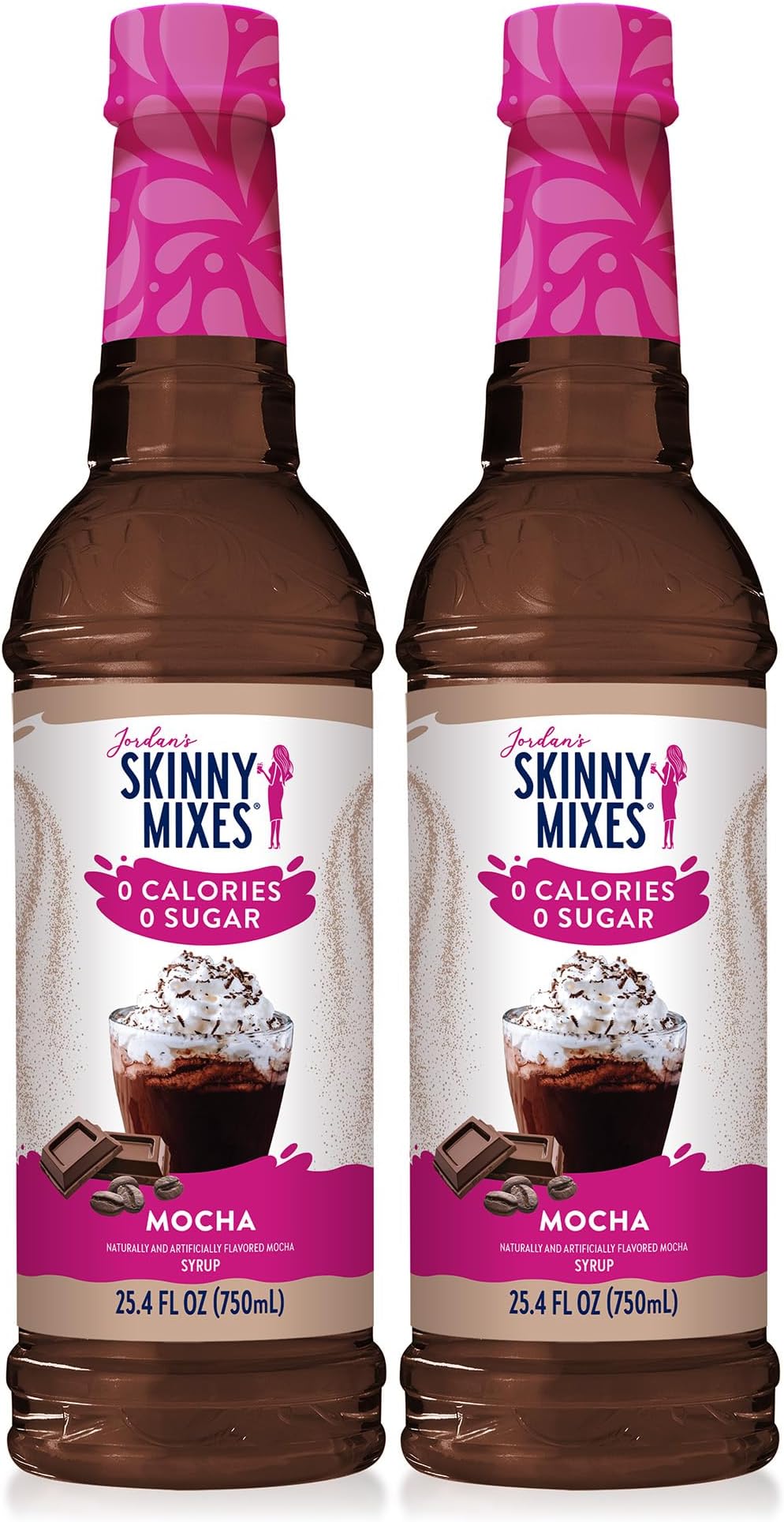 Jordan's Skinny Mixes Sugar Free Coffee Syrup, Mocha Coffee Flavoring Syrup, Zero Calorie Drink Mix, Lattes, Baking, Protein Shake or Cocktail, Dairy & Gluten Free, Kosher, 25.4 Fl Oz, 2 Pack