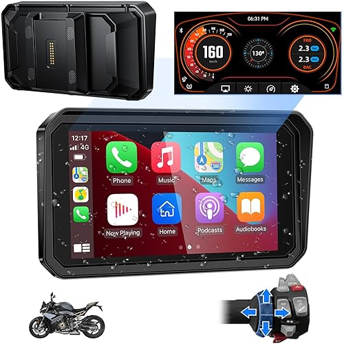 LBW 6 Inch Motorcycle CarPlay GPS Fit for BMW R1200GS/R1250GS/S1000XR, 1000 Nits Bright Waterproof HD Touch Screen Auto, Plug&Play Lossless Installation, iOS/Android Native Protocol Support
