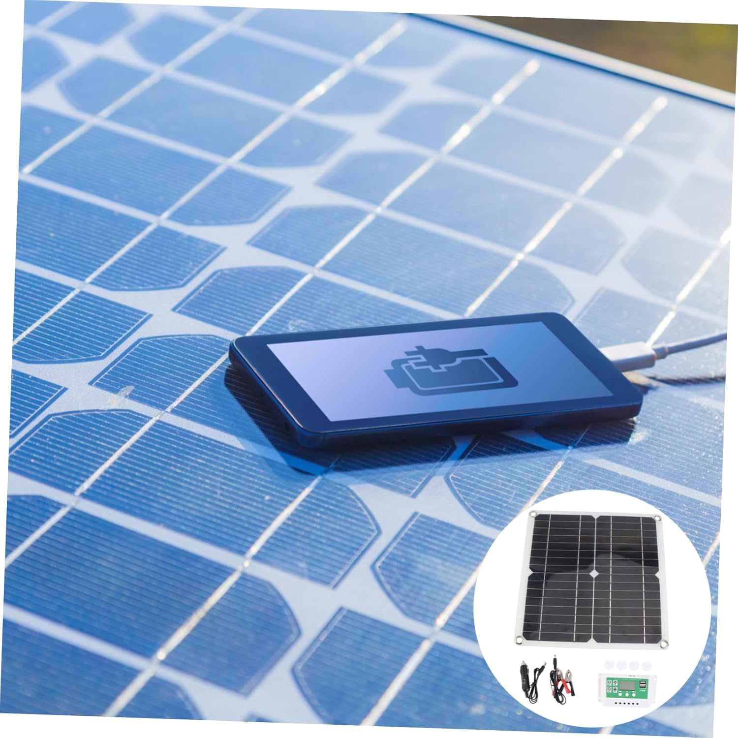 MERRYHAPY 1set Outdoor Solar Panel Charger Controller Flexible Monocrystalline Design for Camping Hiking and Travel Convenient USB Charging for Mobile Devices