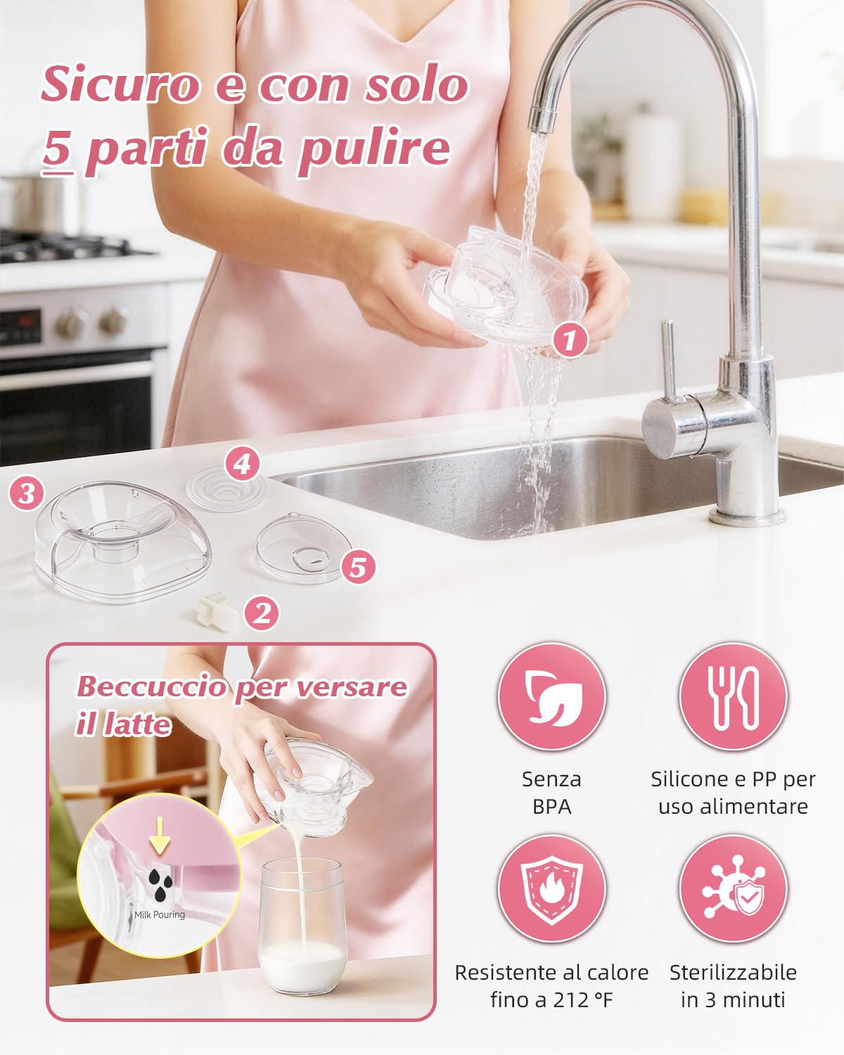 KISSBOBO Set regalo per latte elettrico K8, pompa per latte elettrica ultra piatta, 3 modalità, 8 livelli elettrici, a mani libere, super silenziose, per pompe discrete (rosa, 2 pezzi)