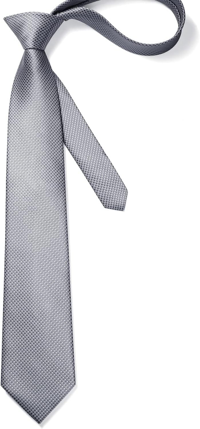 HISDERN Ties for Men Solid Tie Handkerchief Set Classic Woven Silk Business Polka Dot Mens Ties Necktie Wedding Party - Image 4