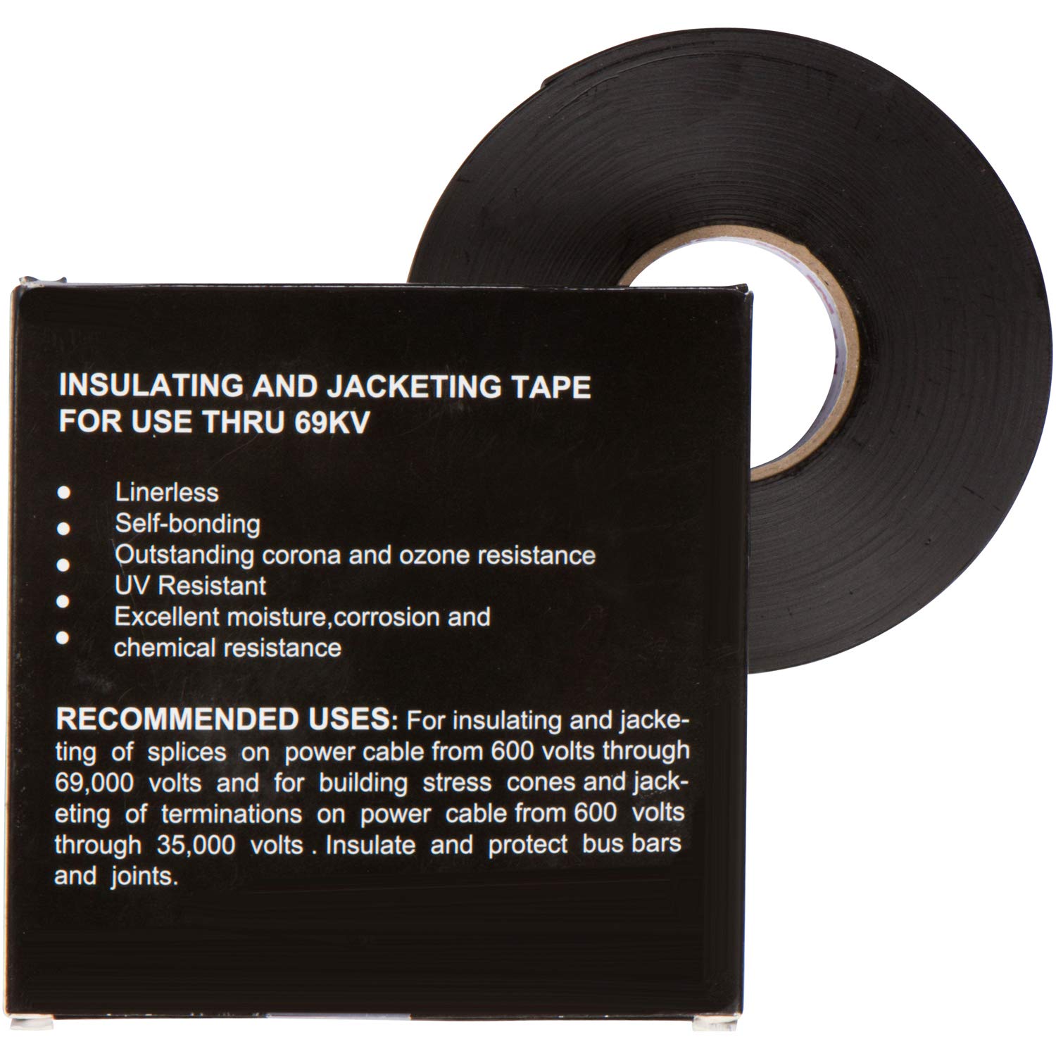 Morris Products 69 KV High Voltage Rubber Splicing Tape – 1-1/2" x 30’ x 30 Mil – For Electrical Applications, Insulating Splices, Terminations – Self-Bonding, Self-Amalgamating, Liner-Less