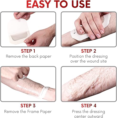 Miniatura 7 de Healqu - Apósito de película transparente, 6 x 8 pulgadas, paquete de 10 parches adhesivos impermeables para vendaje de heridas, ducha