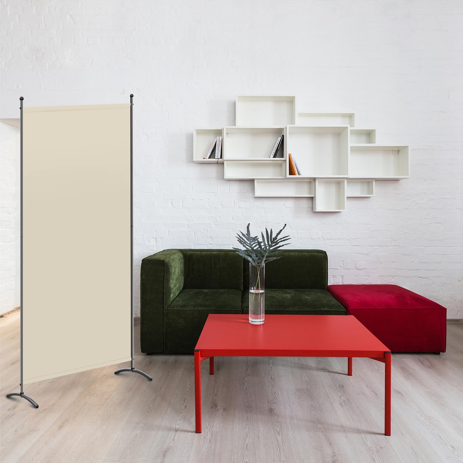 Angel Living Paraventi a 1 Pannelli, Elegante Decorazione, Divisorio Pieghevole, Divisorio, 80X180 cm (Beige)
