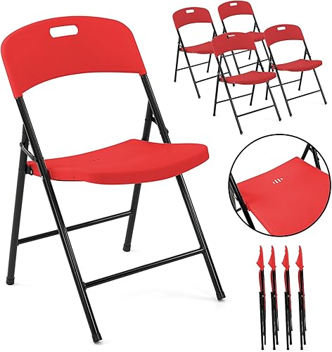 Miniatura 2 de Creative Outdoor 4 sillas plegables de plástico portátiles, diseño resistente, eventos en interiores y exteriores, perfectas para campamento,