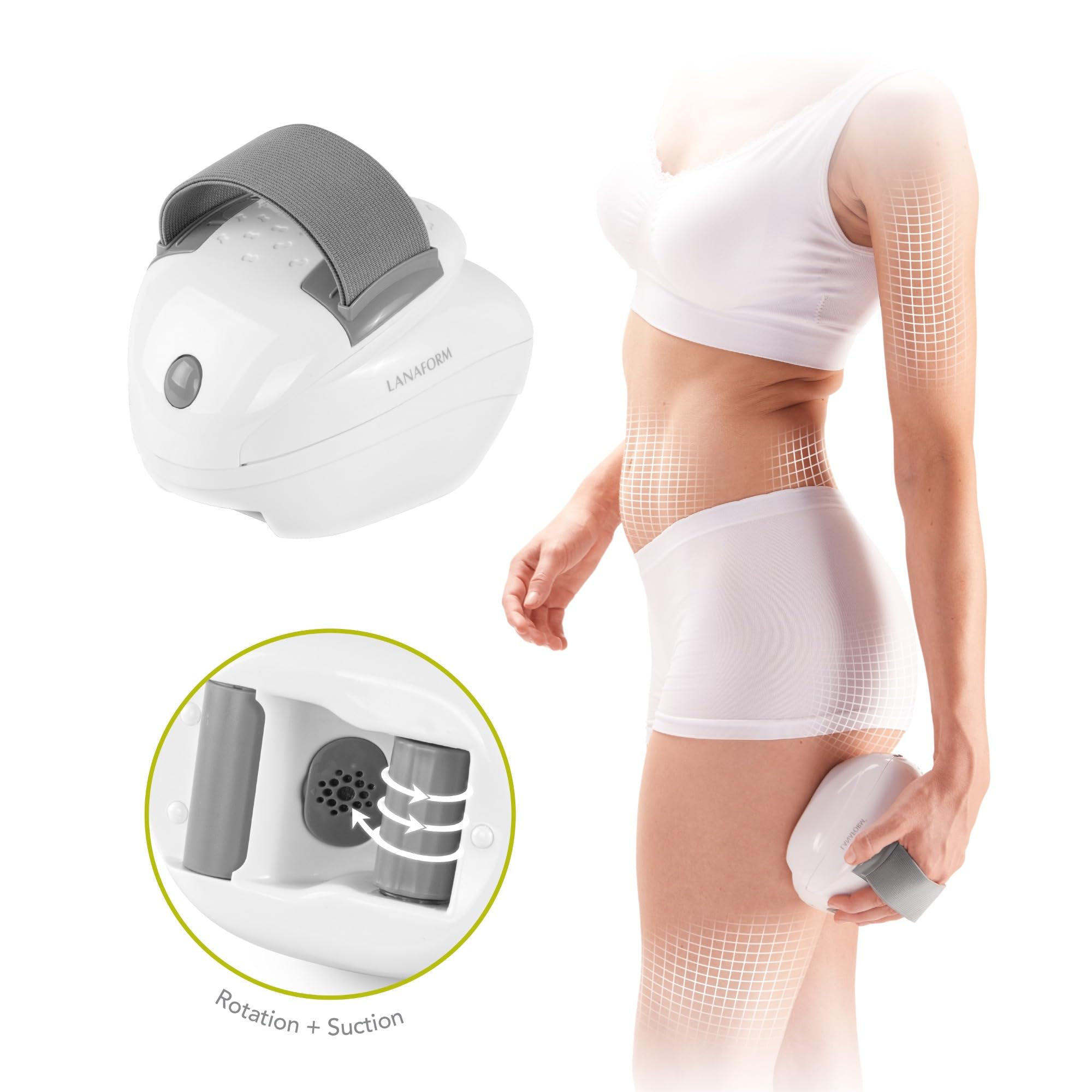 Skin Mass Grey - Masajeador Anticelulítico Corporal Vacío - Dispositivo Reafirmante Piel Tonificante - Tratamiento Piel De Naranja Eficaz - Rodillos Vibración Drenante Circulación - Intensidad