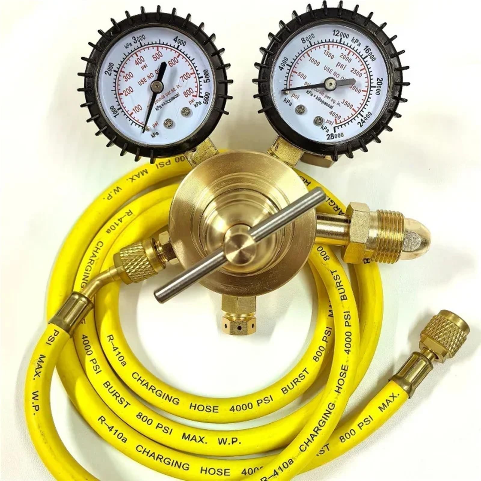 25MPA Copper Nitrogen Meter Set Pressure Regulator Pressure Gauge Gas Gauge Valve Pressure Reducing Valve CGA580(800psi 1.5m Tube)