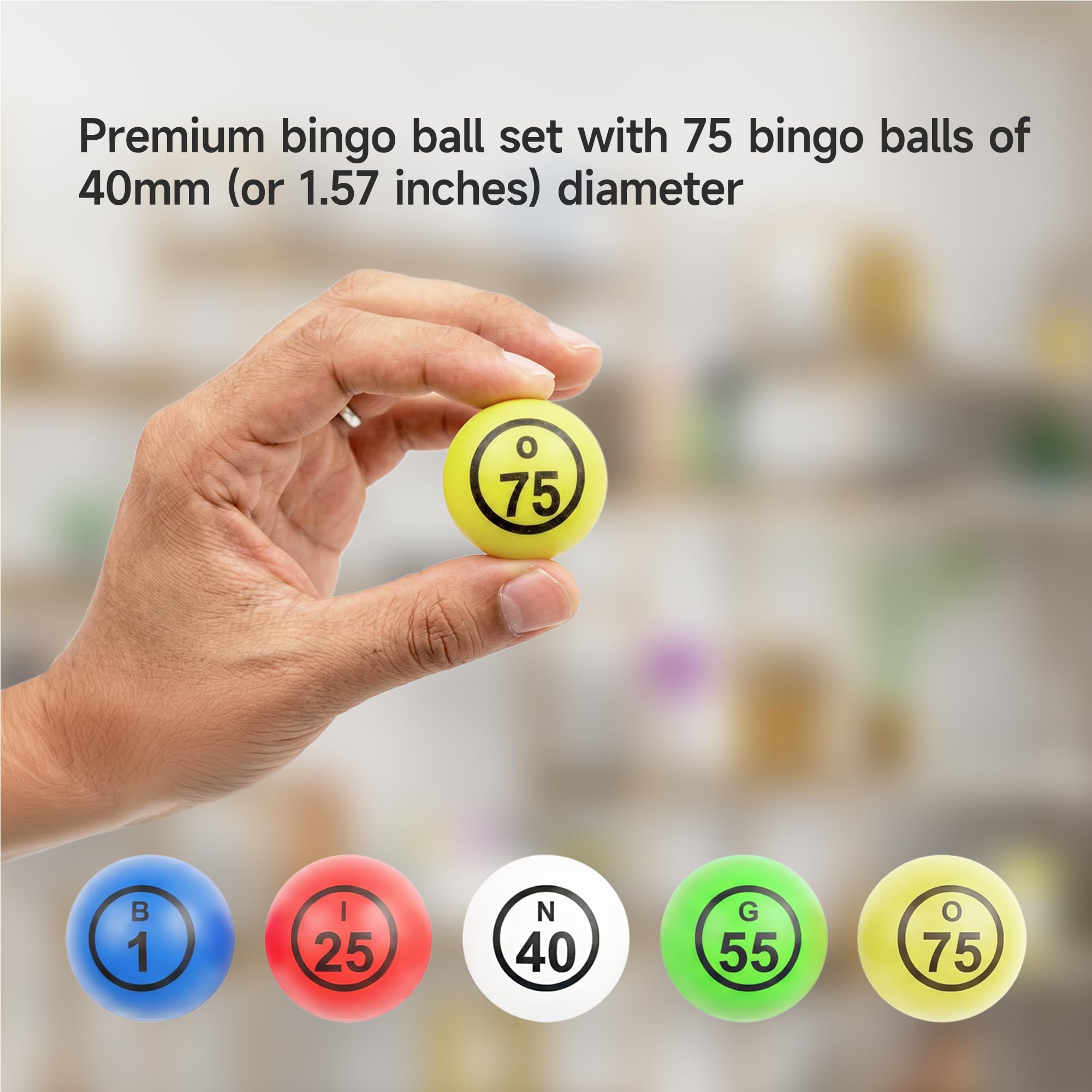 GSE - Bolas de bingo multicolor de 4 cm, bolas de bingo con números únicos