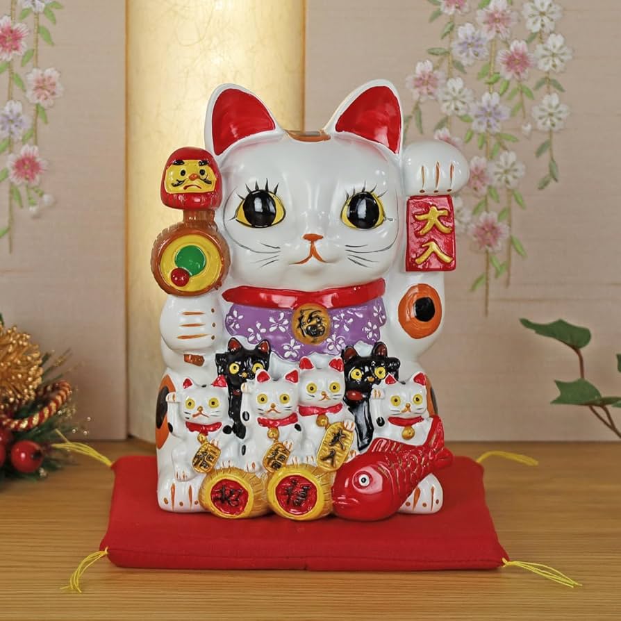 Amazon.co.jp: 招き猫 置物・開運・縁起物・金運・風水(親子