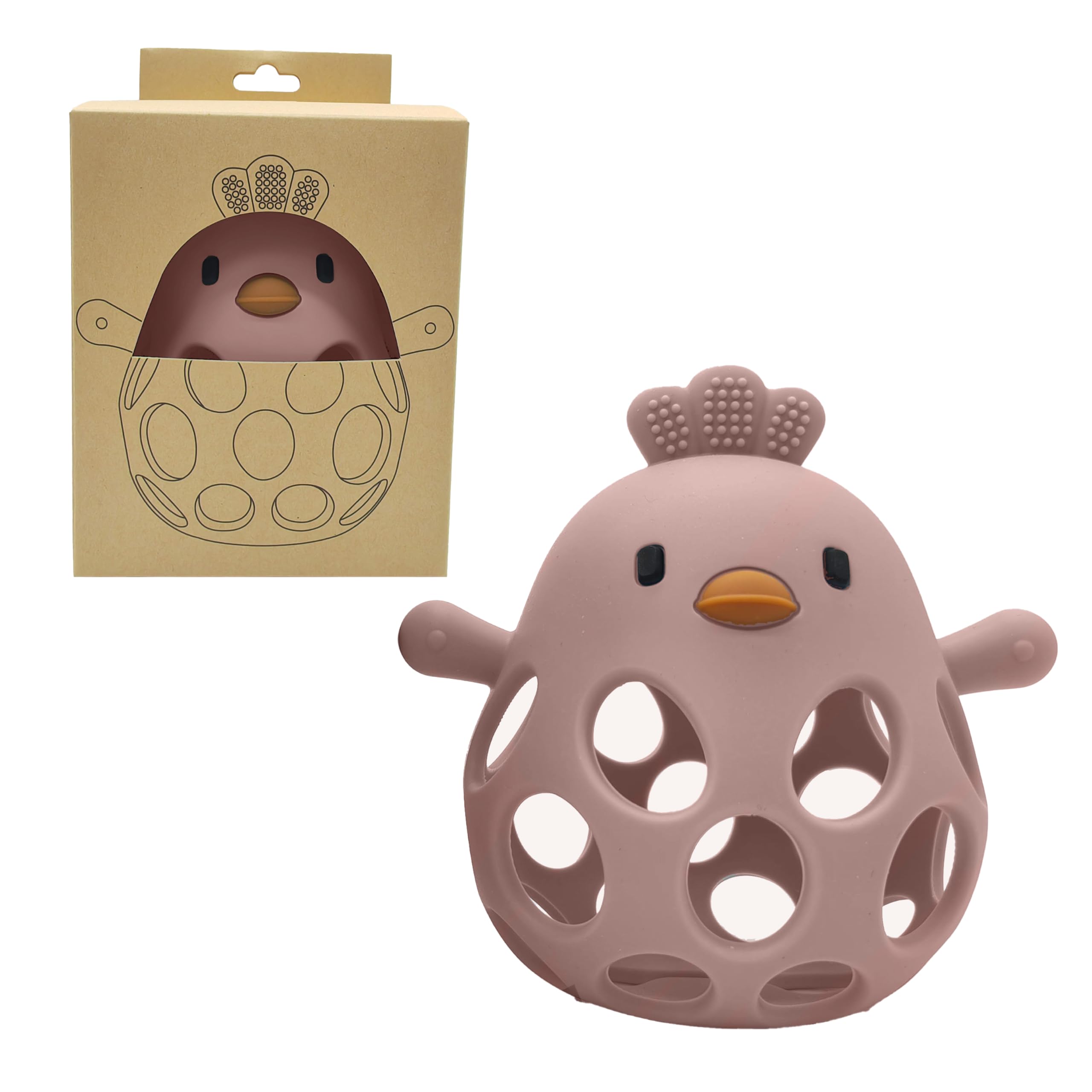Chick'n Chew Silicone Teether Toy - BPA Free, Soft & Flexible, Easy to Hold & Chew, Stimulates Baby's Senses & Motor Skills, Cute & Fun Design (Flamingo Pink)