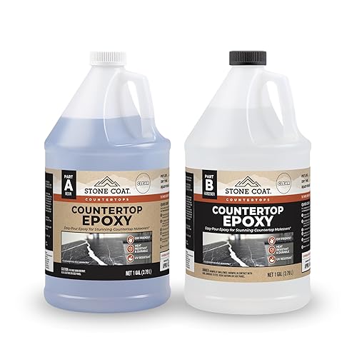 Stone Coat Countertops Kit epoxi (2 galones) Kit de resina epoxi para revestimiento de cocinas, baños, encimeras, mesas, losas de madera y mucho